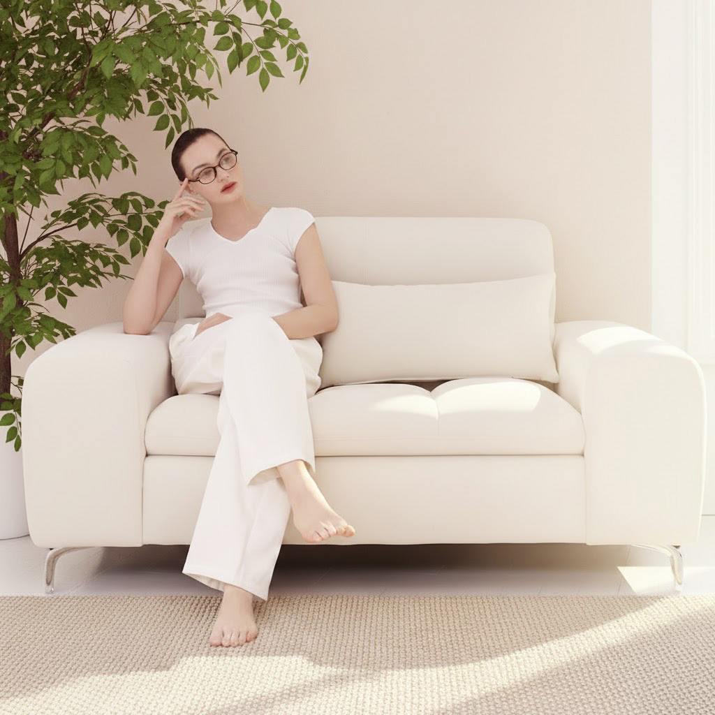 NEW 버팔로 독일 타이보 아쿠아텍스 패브릭 스탠다드형 소파 스툴미포함, 소프트아이보리, 2인용