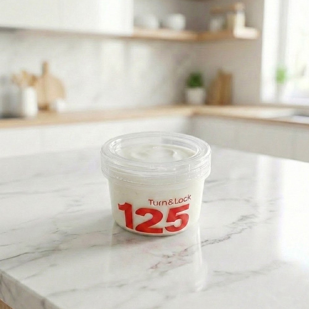 투명 그릭 요거트통 원형 소분용기 원통 턴앤락 1호 125ml