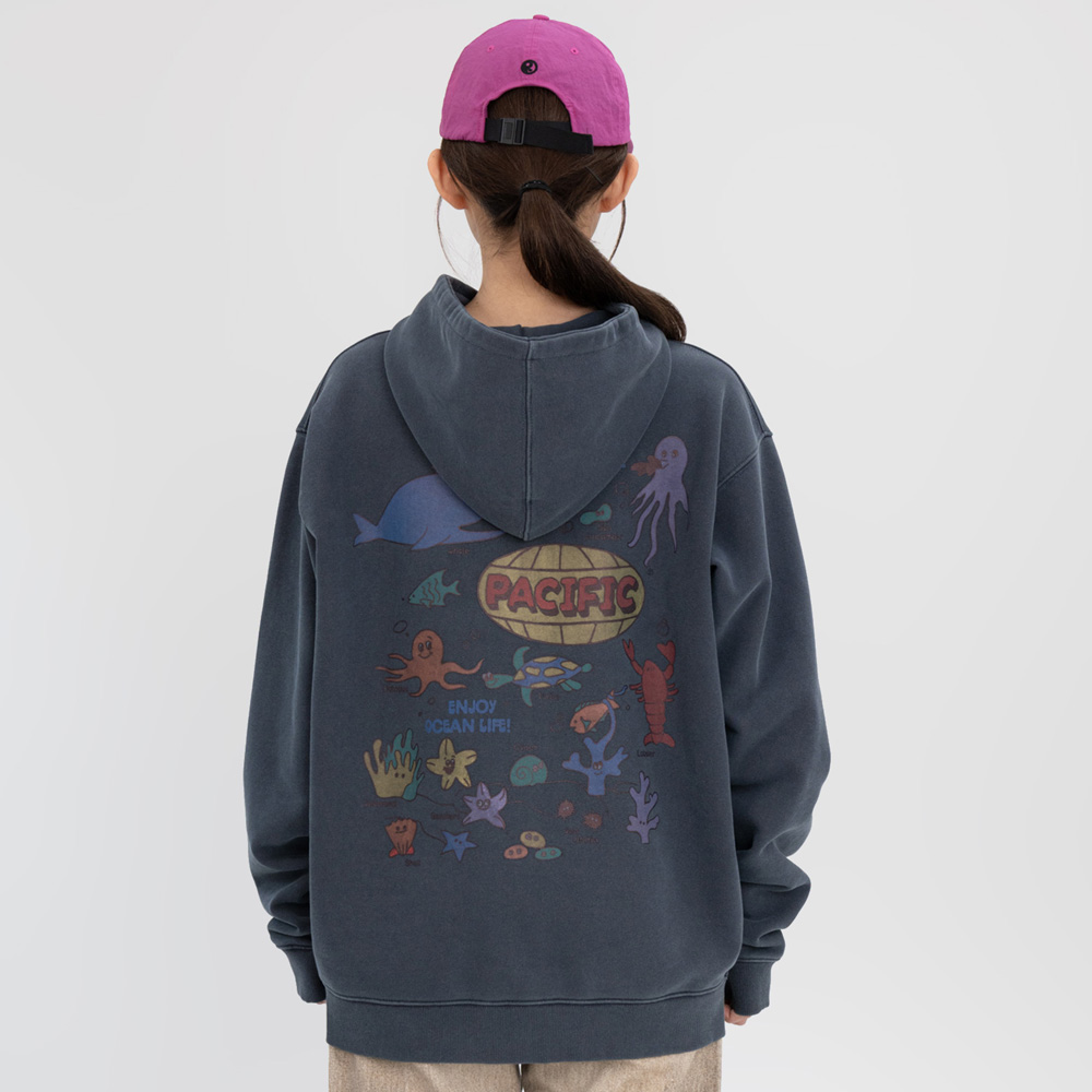 [빅웨이브] 인조이 오션 라이프 후드티 (네이비) 제품 이미지