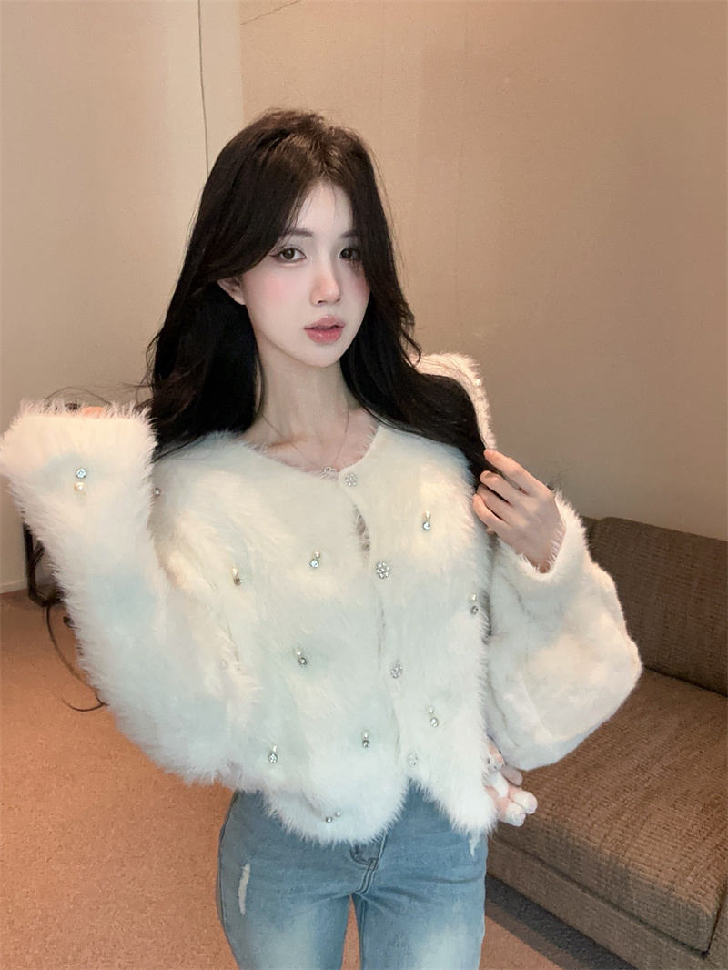 앙고라 보석 퍼 밍크 가디건 - 상세 이미지 2