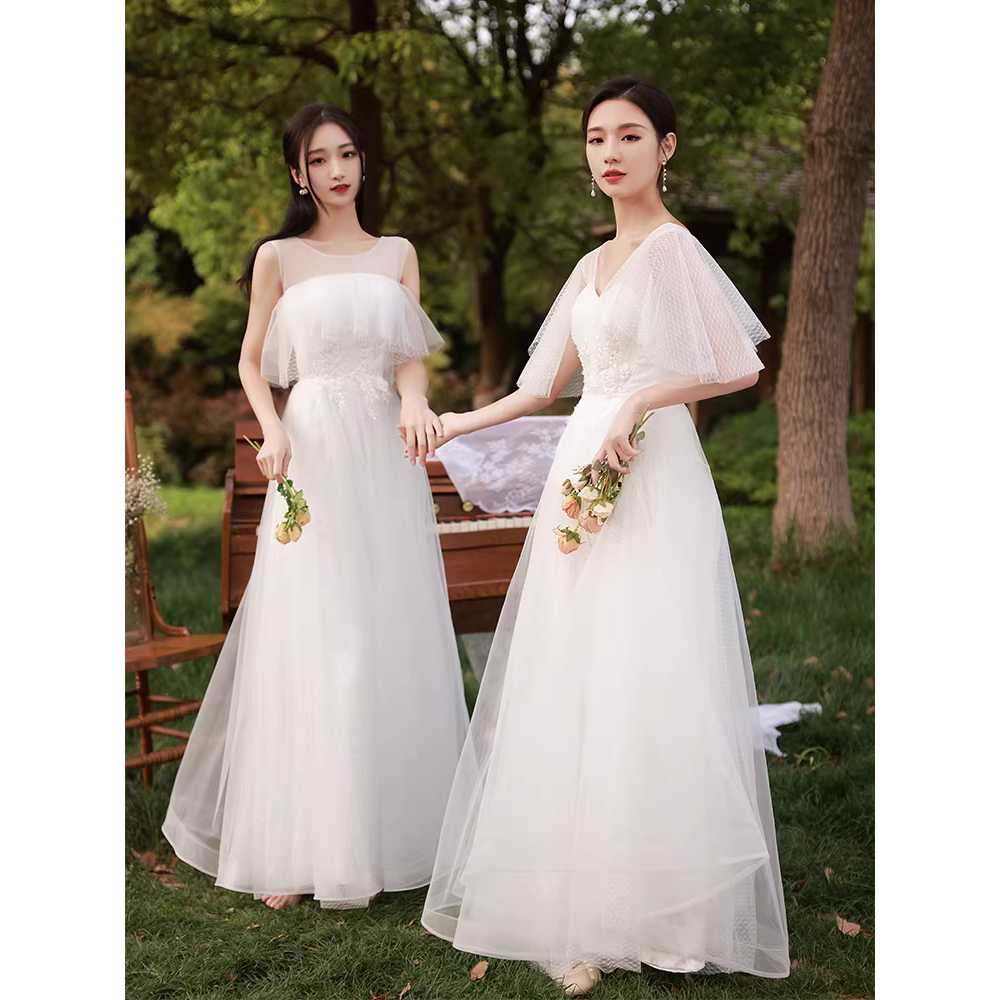 브라이덜 드레스 이브닝 화이트 셀프웨딩 피로연 벌룬 화이트 캐미솔 롱소매/사이즈문의 이미지 6