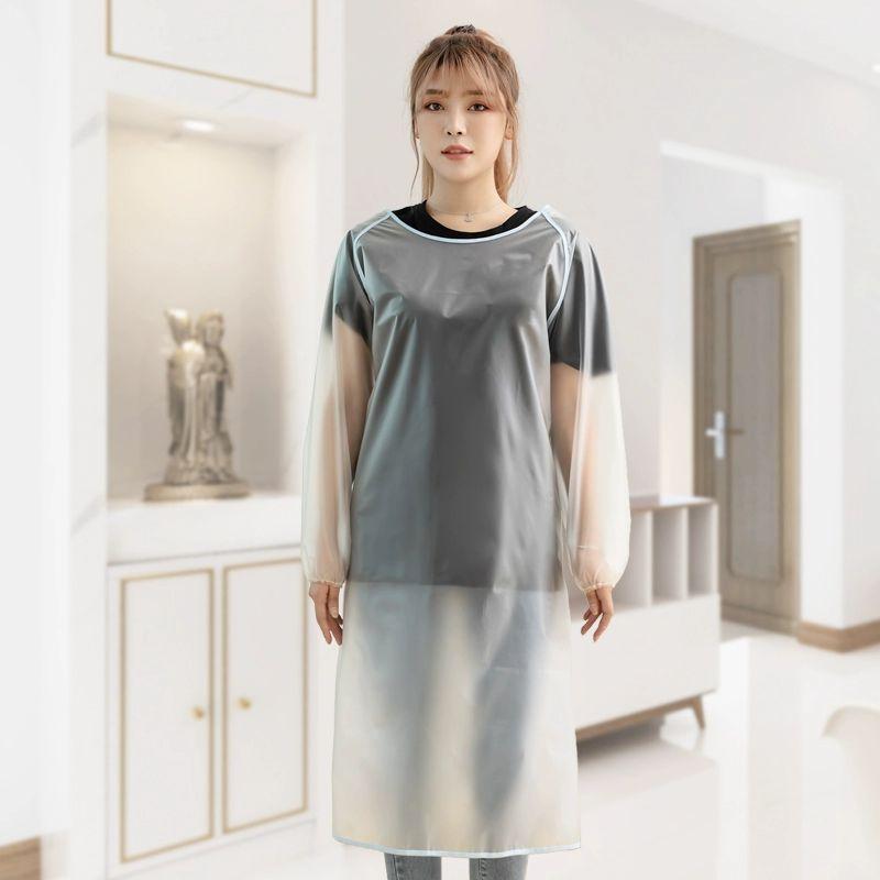 투명방수 긴팔앞치마 주방 미용실 전신앞치마 1개 작업복 손닦기 긴팔 짧은 90cm 블랙 - 상세 이미지 2