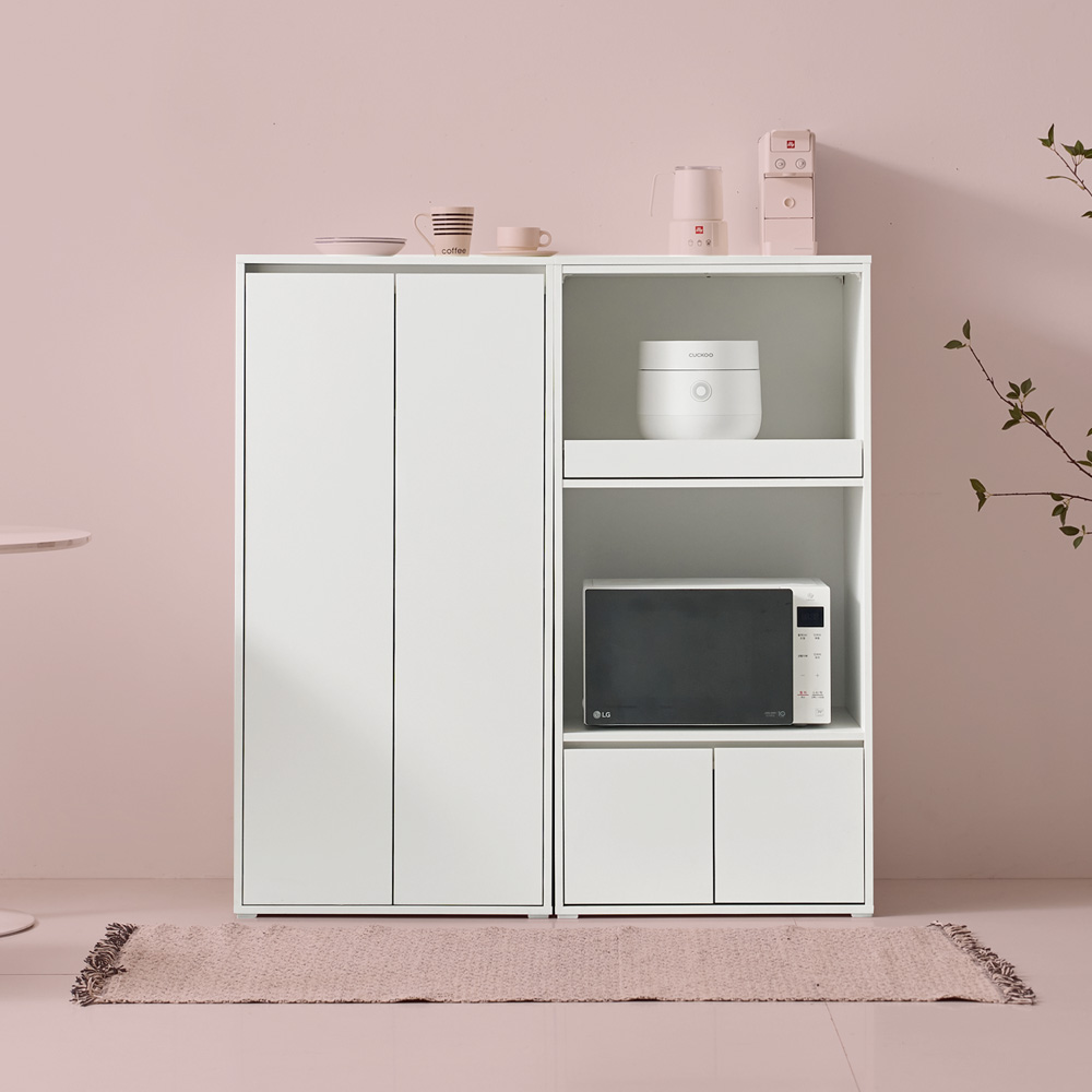 차림 전자레인지선반 멀티 광파오븐 렌지대 수납장 600x550x1245mm, 4단, 화이트 이미지 8