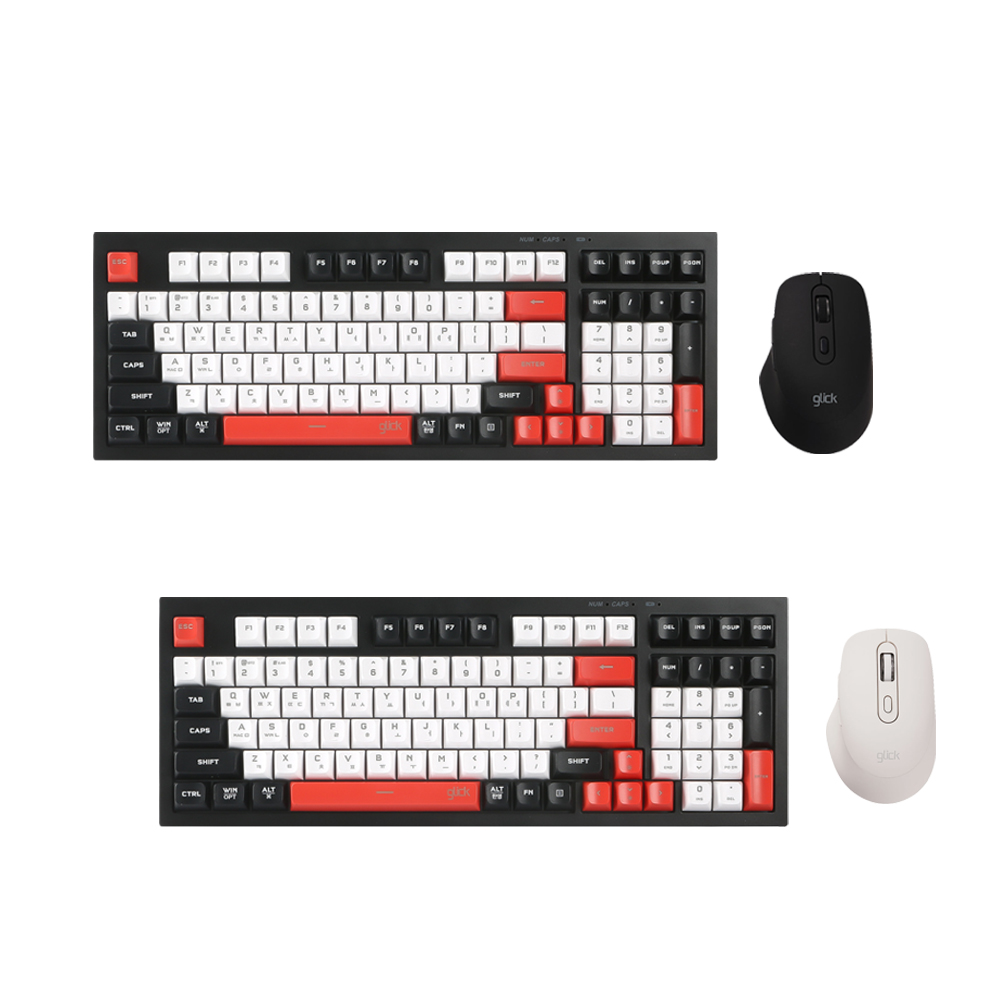 지클릭커 오피스프로 WMK529 사일런스 M 무소음 무선 블루투스 키보드 마우스 세트 98키 포커 블랙 - 상세 이미지 2