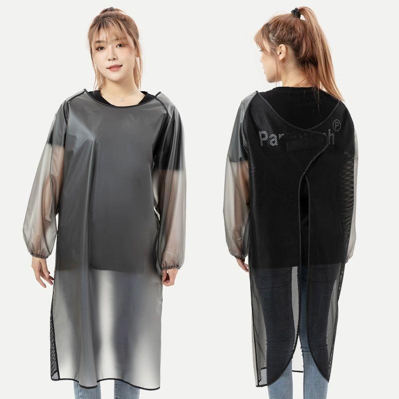 투명방수 긴팔앞치마 주방 미용실 전신앞치마 1개 작업복 손닦기 긴팔 짧은 90cm 블랙 - 상세 이미지 4