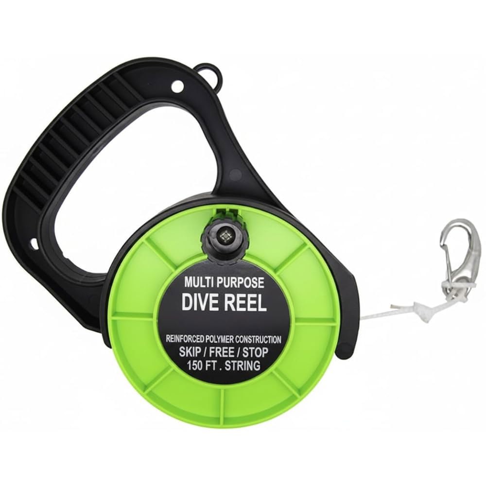 Scuba Choice 스쿠버 다이빙 다목적 그린 다이브 릴, 45.2m(150피트), Green 150ft - 상품 이미지