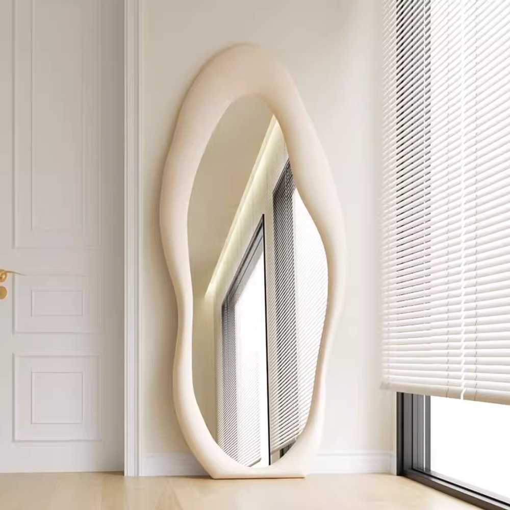 벨벳 전신 거울 컬러 미용실 대형 비정형 드레스룸 화이트 50x150cm 벽걸이형 - 상세 이미지 4