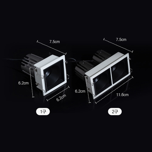 LED SEED COB 멀티 사각매입등 1구 6W 올화이트 블랙 전구색3000K 피피엘 - 상세 이미지 5