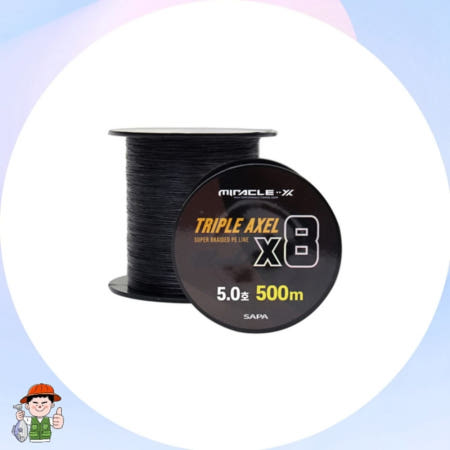 싸파 미라클 트리플악셀 8합사 낚시줄 500M 5호 블랙 고강력 대물줄 커머스픽201