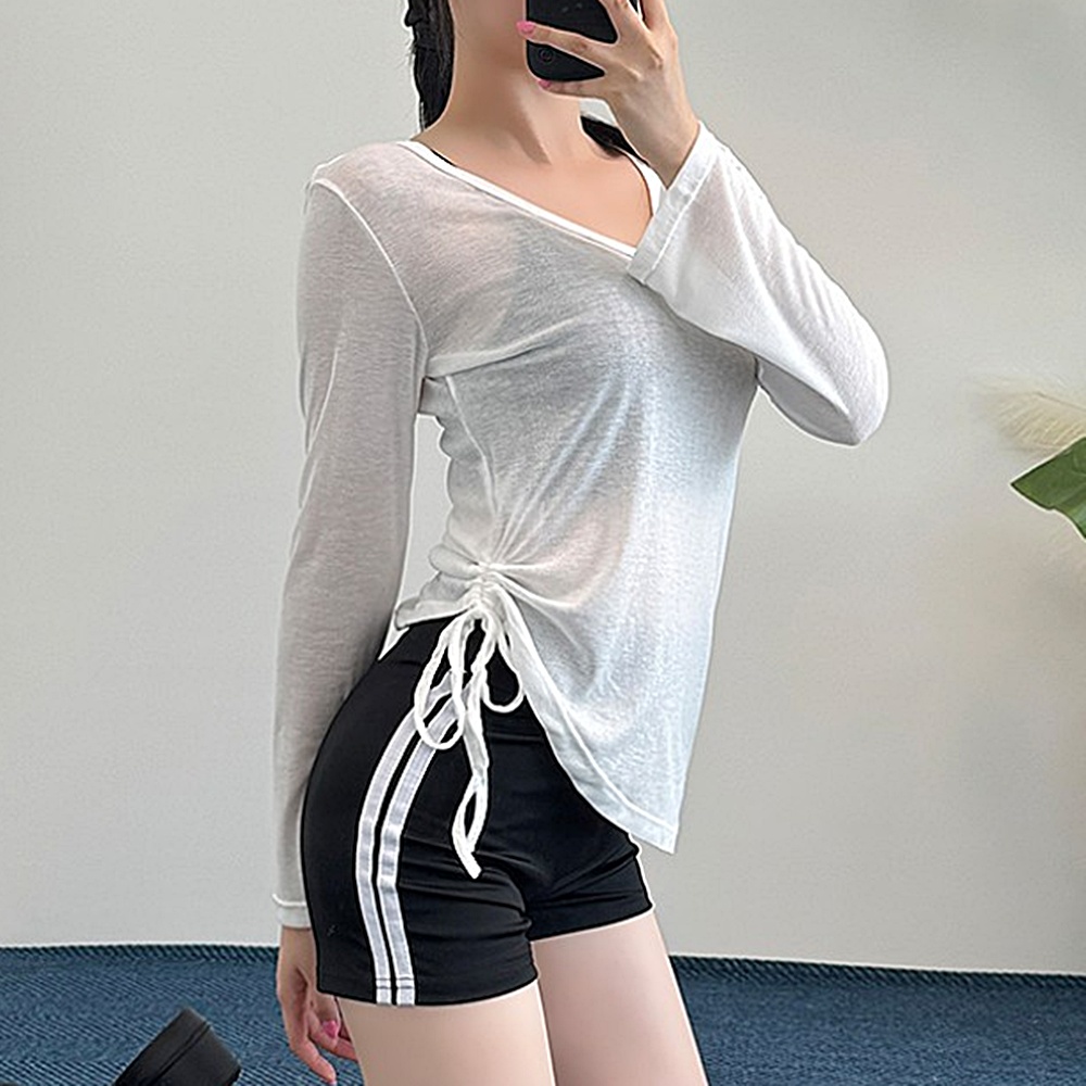 시스루 루즈핏 요가 커버업 긴팔 브이넥 여성 박대표마켓 - 상품 이미지