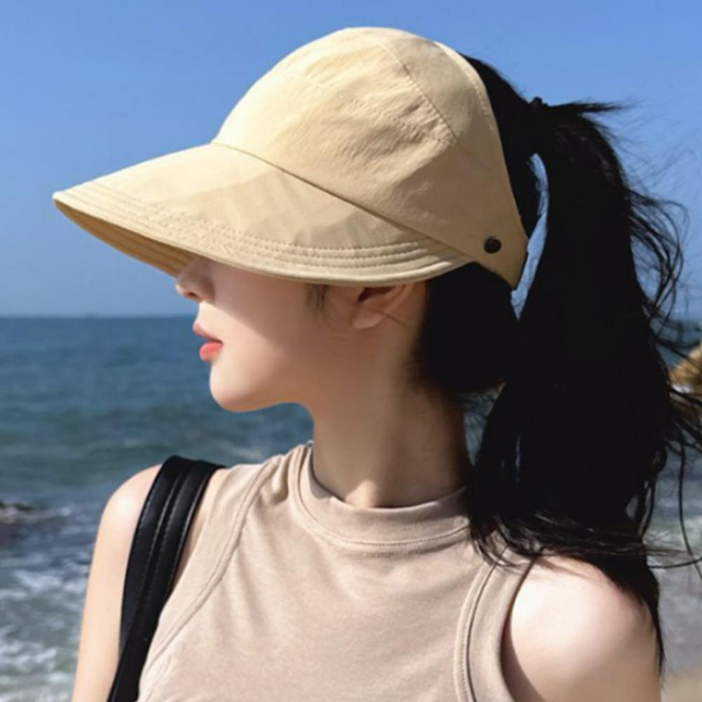 여성 포니테일 캡 모자 캐주얼 똥머리 와이드 볼캡 야구 햇빛가리개 - 상세 이미지 3