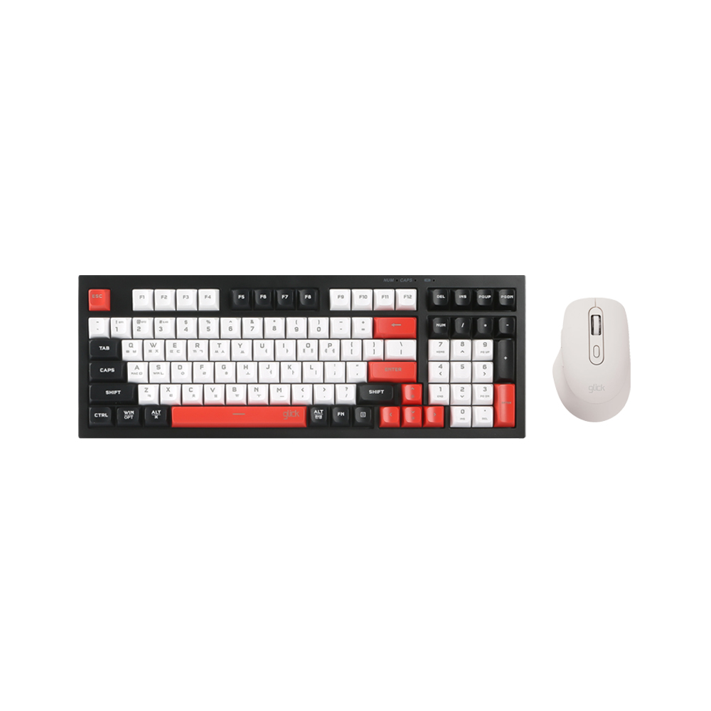 지클릭커 오피스프로 WMK529 사일런스 M 무소음 무선 블루투스 키보드 마우스 세트 98키 포커 화이트 - 상품 이미지