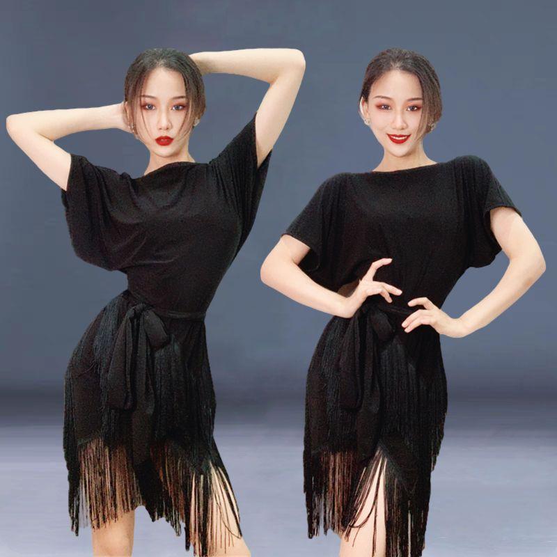 공연의상 왈츠 여성 프리사이즈 의상 원피스 스포츠댄스 블랙 프리사이즈 - 상품 이미지