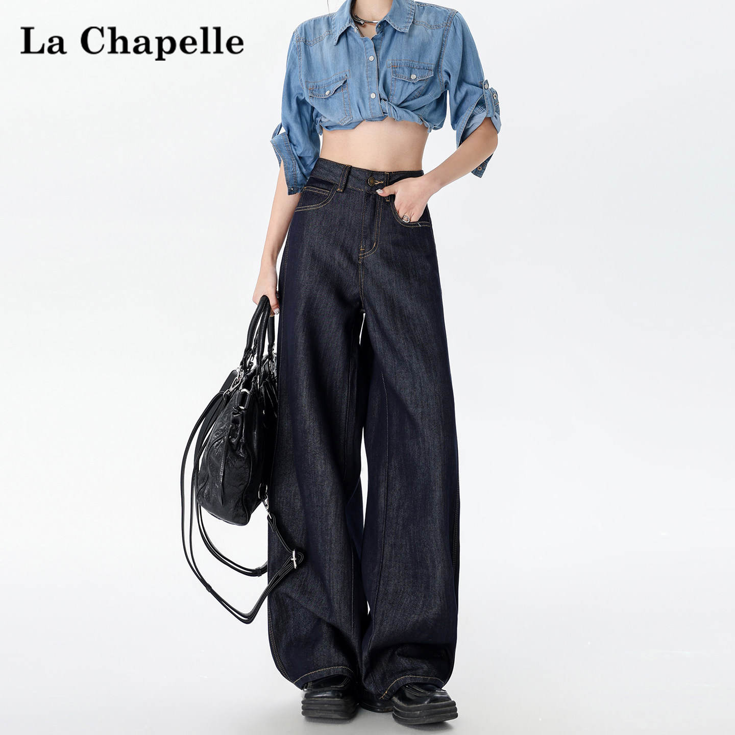 La Chapelle 여성 커브드 진 중청 진청 생지데님 사계절 청바지 기장선택 - 상세 이미지 2