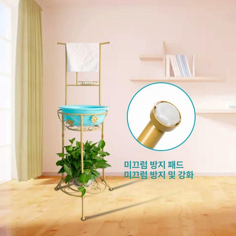 받침대 이동식 거치대 화장실 무타공 세면대 가정용 철제 초고 핑크 - 상세 이미지 4