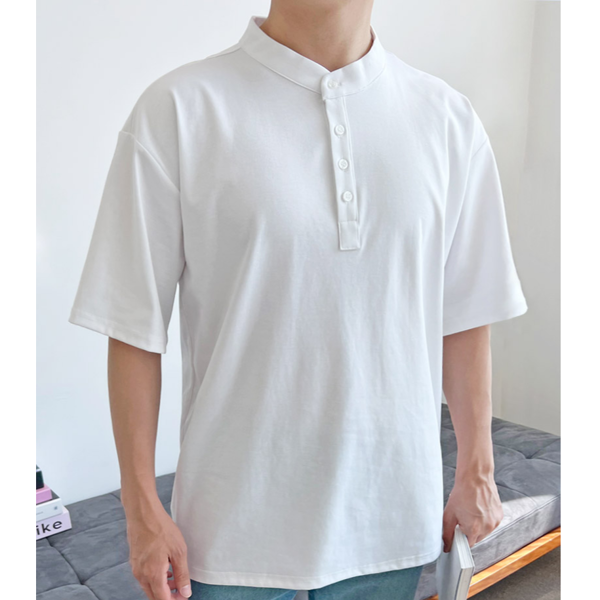 빅사이즈 남자 차이나 반팔 티 캐주얼 남성 차이나 티셔츠 루즈핏 - 상품 이미지