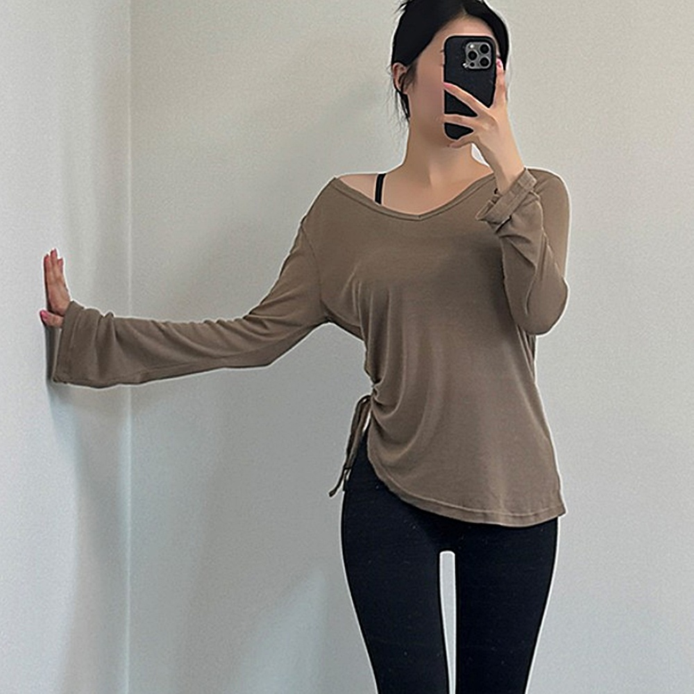 시스루 루즈핏 요가 커버업 긴팔 브이넥 여성 박대표마켓 - 상세 이미지 3