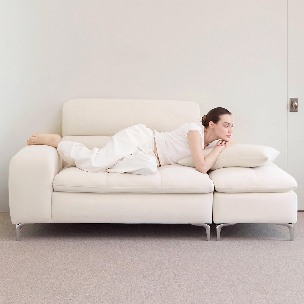 NEW 버팔로 독일 타이보 아쿠아텍스 패브릭 오픈형 소파 소프트아이보리(3월말배송), 2인 우측 팔걸이+스툴