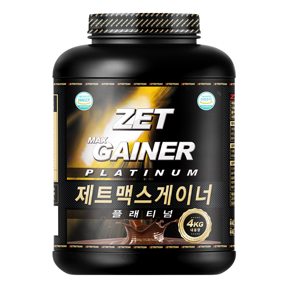 제트리션 제트맥스게이너 플래티넘 4kg 초코 체중 근육 벌크 탄수화물 단백질 게이너 - 메인 이미지