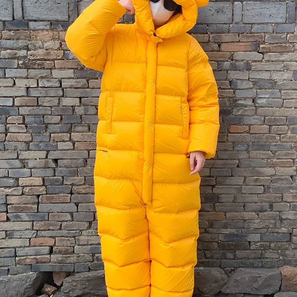 곰돌이전신패딩 침낭패딩 오리털 A. 노란색, A. S 키 5563cm 정도 - 상세 이미지 5