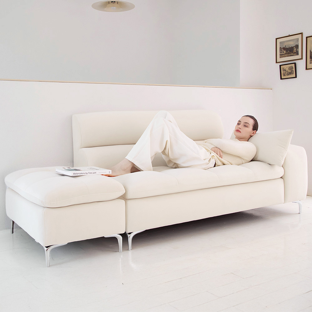 NEW 버팔로 독일 타이보 아쿠아텍스 패브릭 오픈형 소파 소프트아이보리(3월말배송), 3인 우측 팔걸이+스툴