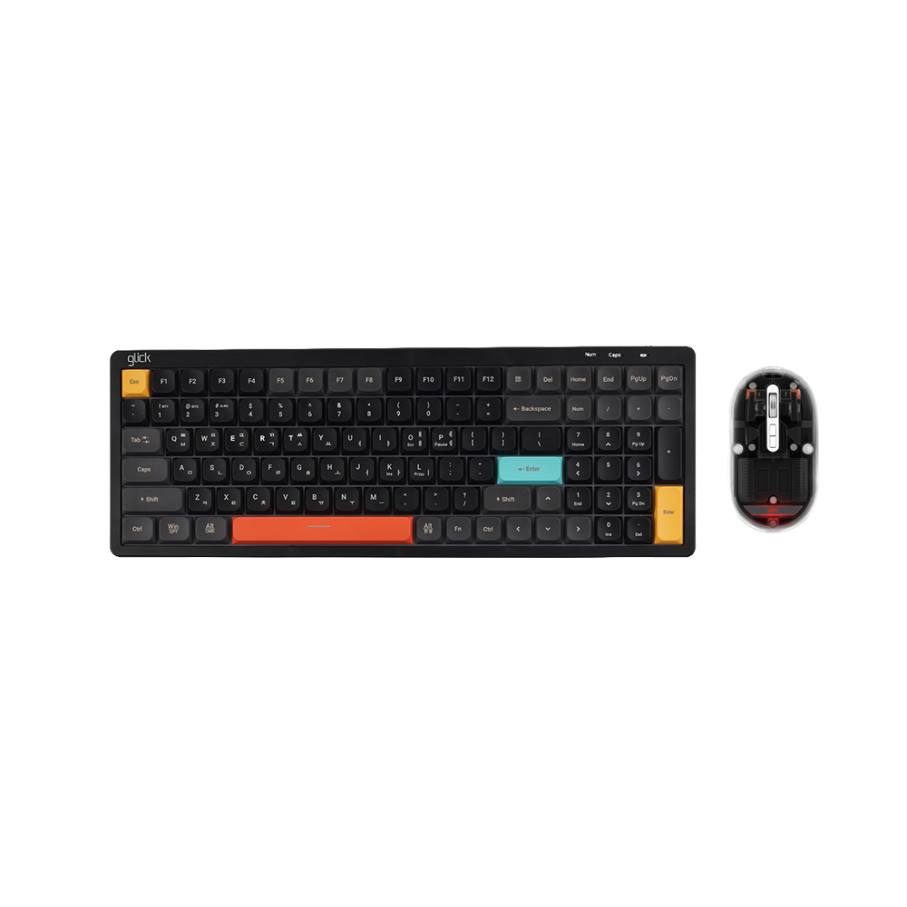 지클릭커 오피스프로 WMK840 사일런스L 블록 로우프로파일 무소음 키보드 투명 블루투스 무선 마우스 세트 100키 스톤 블록 - 상세 이미지 3