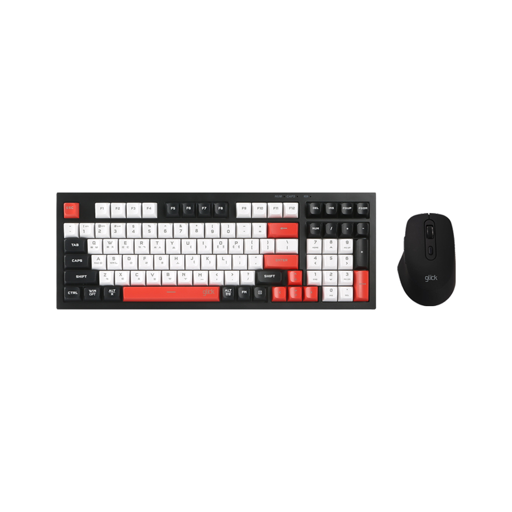 지클릭커 오피스프로 WMK529 사일런스 M 무소음 무선 블루투스 키보드 마우스 세트 98키 포커 블랙 - 상품 이미지