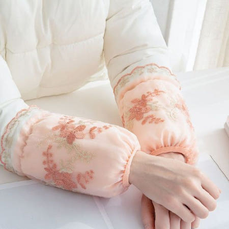 레이스자수 꽃무늬 사계절 손목보호대 여름용 냉방병예방 실내근무 긴팔커버