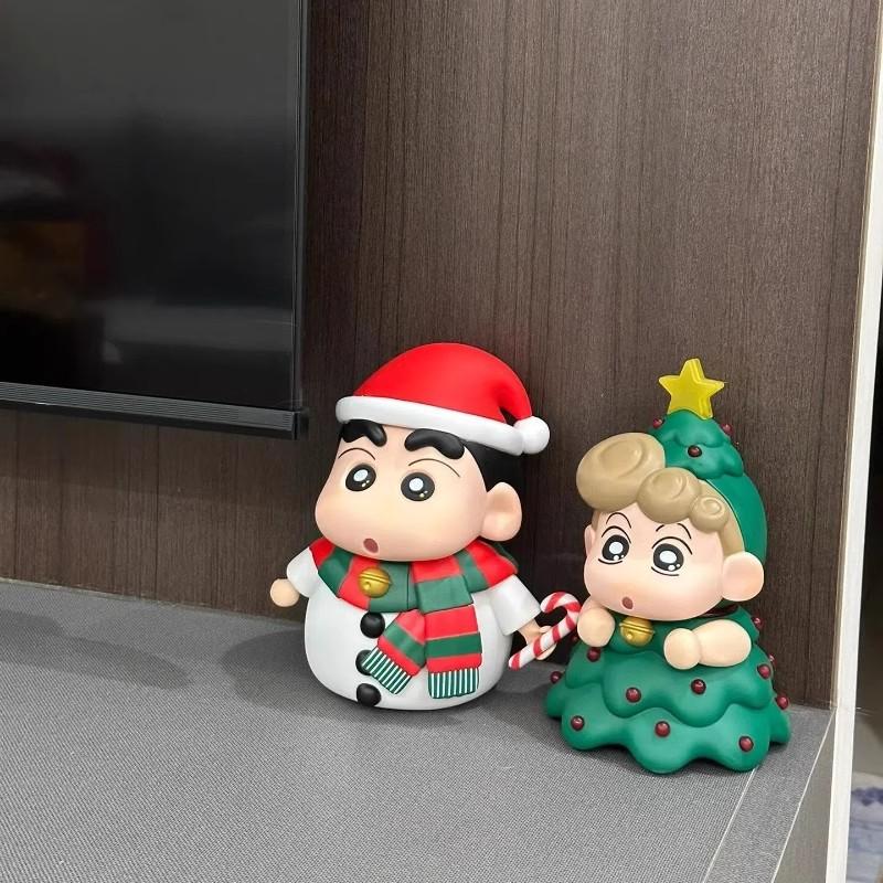 크리스마스 짱구 피규어 눈사람 인형 짱아 데스크탑 선물 거실 침실 사무실 장식 크레용 신짱 크리스마스 눈사람 신노스케 6cm - 상세 이미지 2