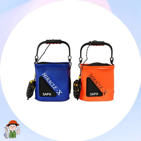싸파 미라클-X 접이식 두레박 22cm 오렌지 사각 낚시 물통 살림통 소품 커머스픽201