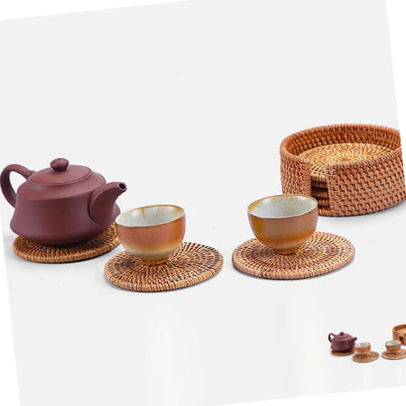 라탄 티코스터 원형 컵 받침대 10cm 세트 DD-10926