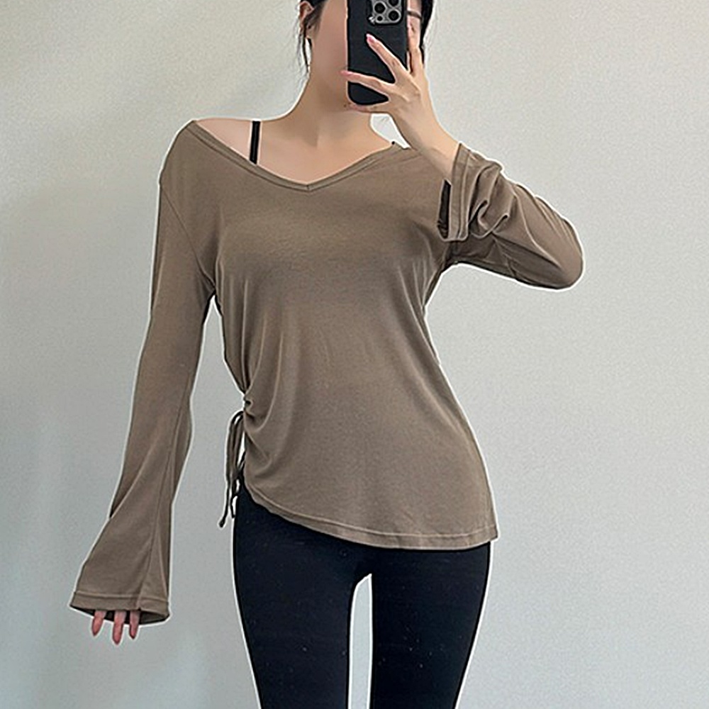 시스루 루즈핏 요가 커버업 긴팔 브이넥 여성 박대표마켓 - 상세 이미지 2