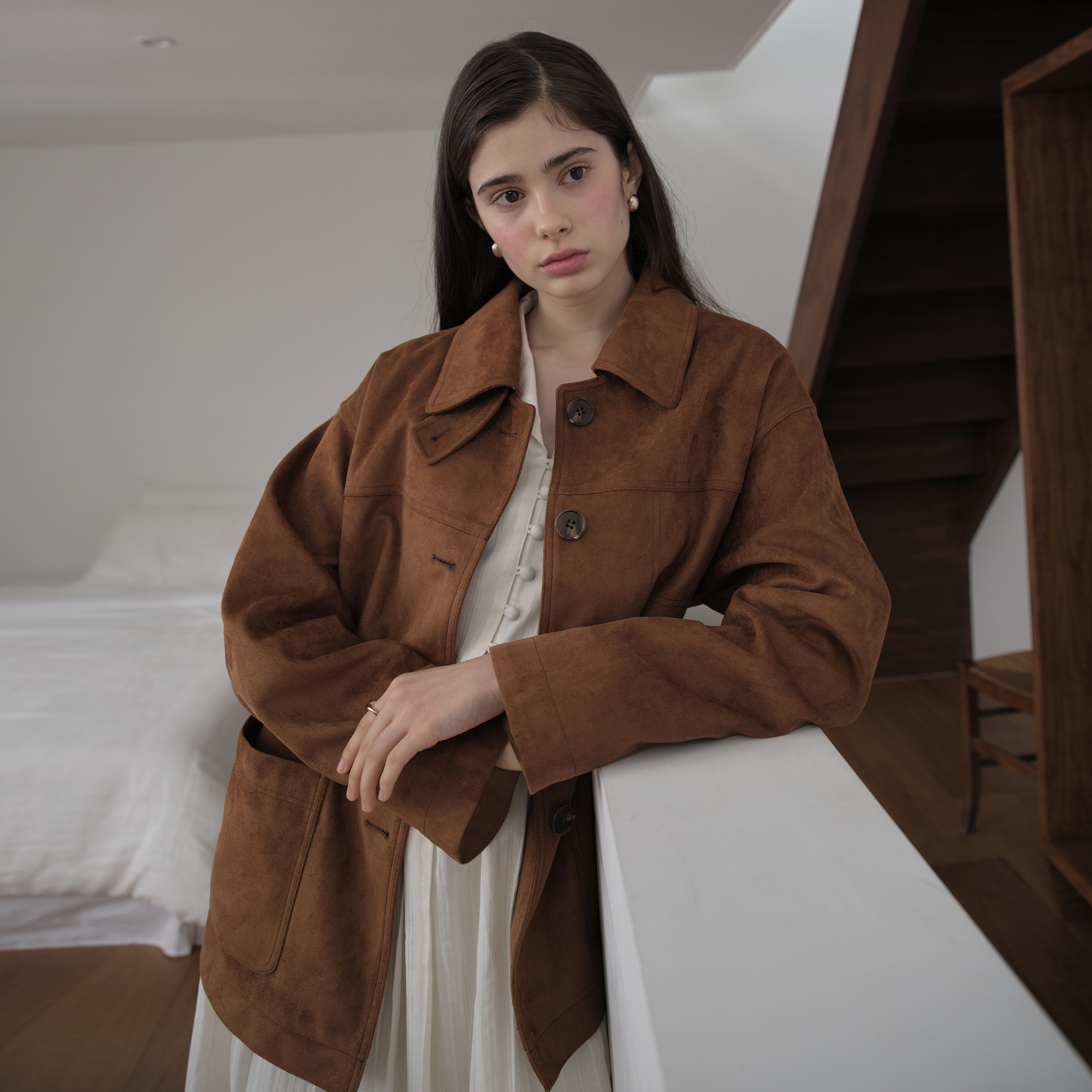 [네이버 단독][N도착보장][쥬시쥬디] 스웨이드오버핏자켓 JZJK724A 제품 이미지