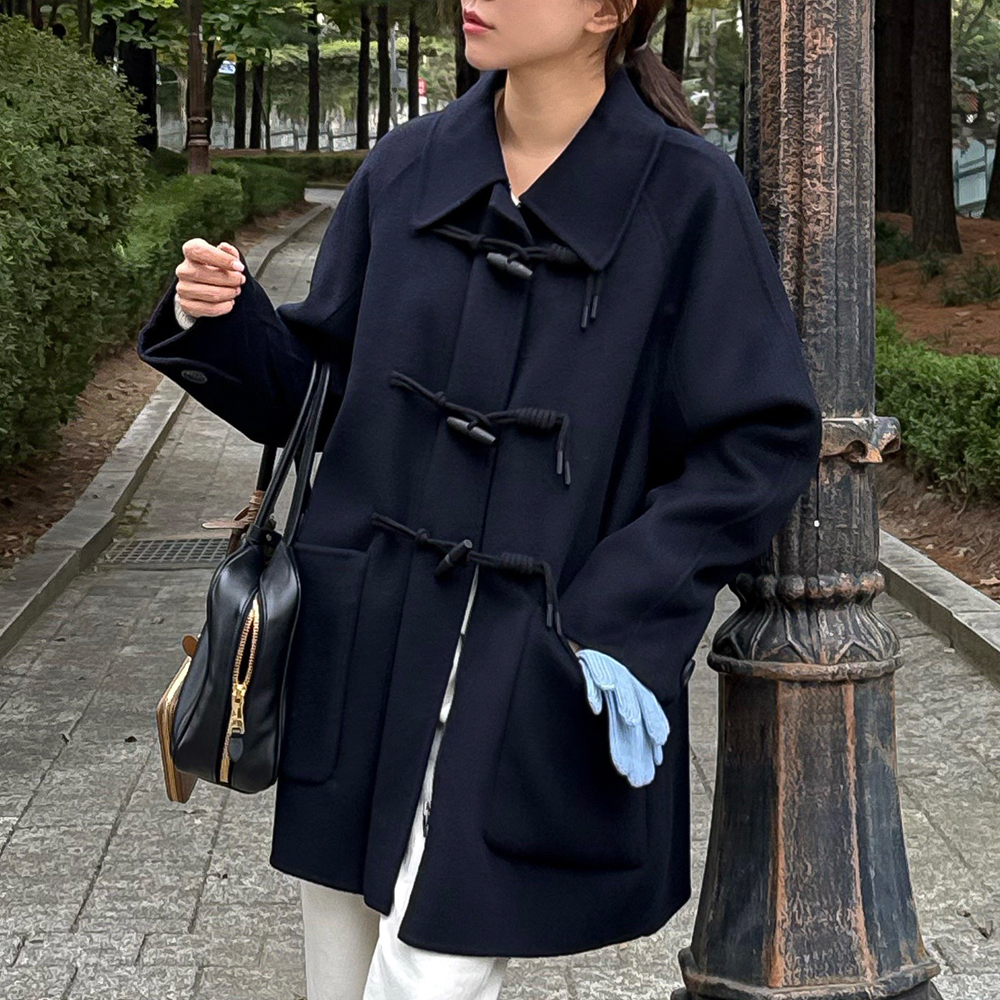 [쥬시쥬디] 더플 캐시미어 미들 핸드메이드 오버핏 하프 코트 JZCA72DA 제품 이미지