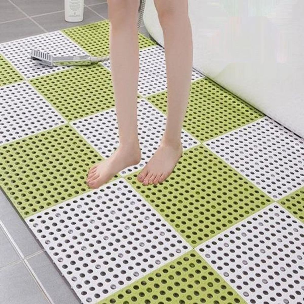 욕실 배수판 바닥 설치 A. 믹스 앤 매치 화이트 + 그레이, A. 30cmx30cm4개입 - 상품 이미지