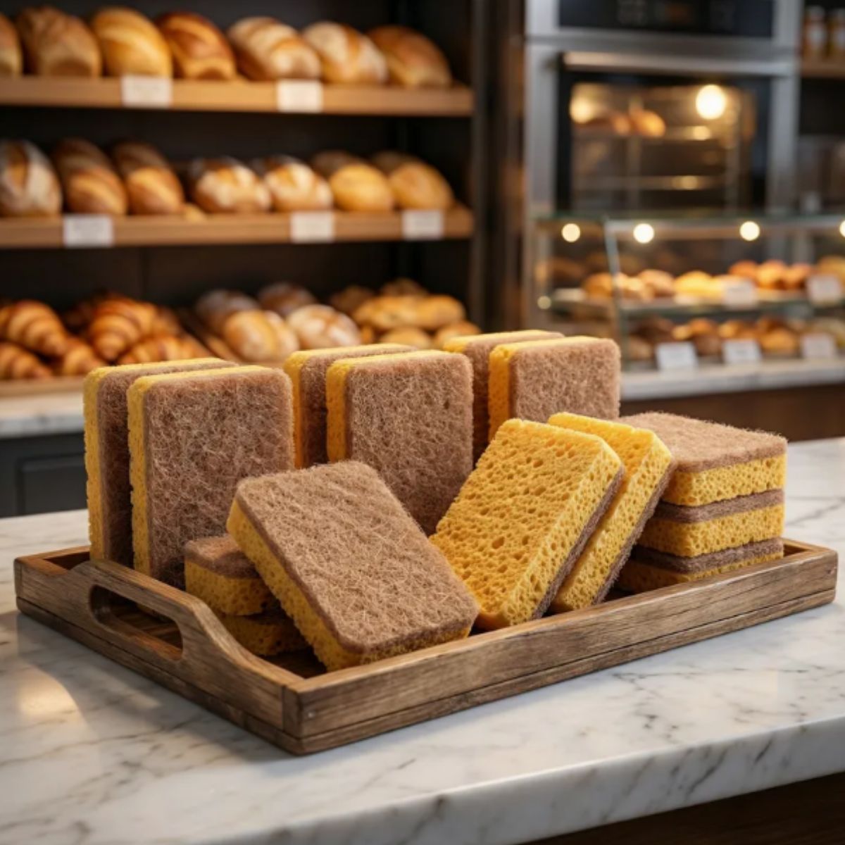 달리 기름 빨아들이는 네모네모잘 카스테라 양면 천연 수세미 5+1 제품 이미지