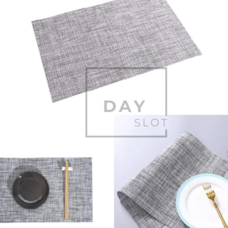 [트렌디프레소협력사]데이슬롯 린넨무늬 테이블매트 식탁매트 식기받침 그레이 테이블포인트 식탁장식