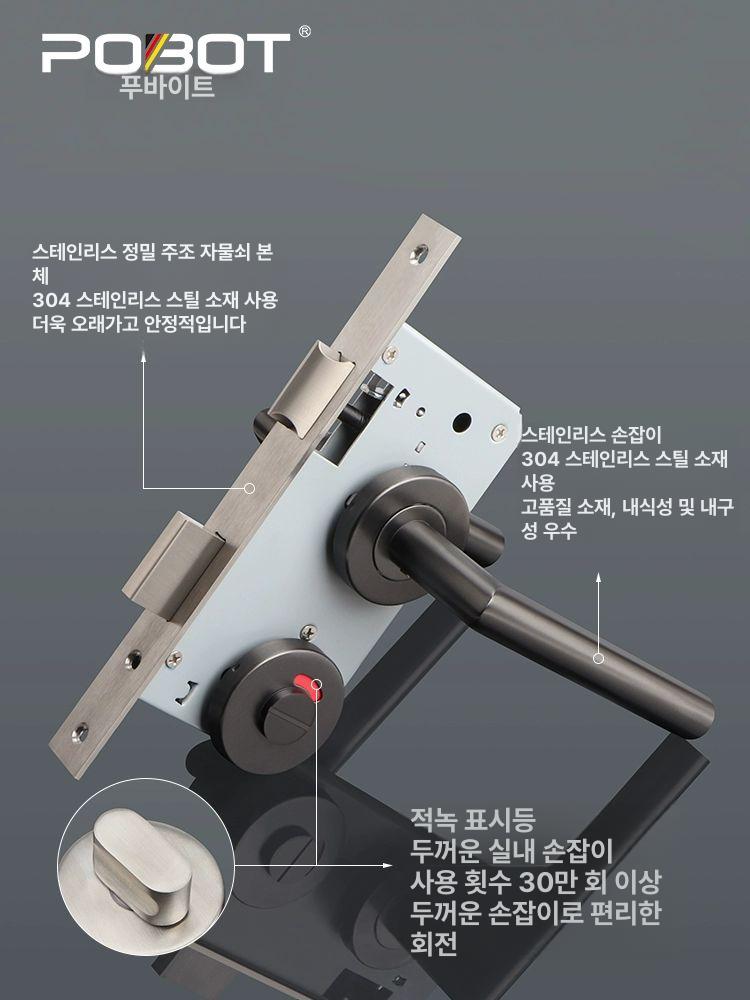 터닝도어손잡이 화장실문고리 계단난간 핸들 방화문 욕실 헤어라인 스틸 모델 A 35-50mm 범용 - 상세 이미지 5