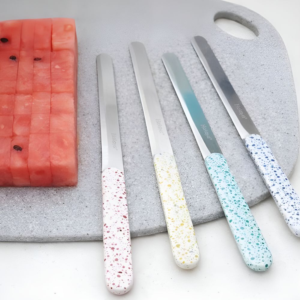 하코야 마블 톱니날 파인세라 나이프 빵칼 김밥칼 이유식 다용도 과도 15cm, 옐로우, 1개 - 상세 이미지 2