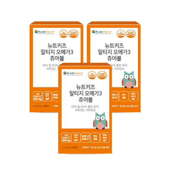 뉴트키즈 알티지 오메가3 츄어블 RTG 어린이 유아 청소년 구미 30구미, 3개 제품 이미지