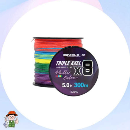 싸파 미라클 트리플악셀 8합사 낚시줄 300M 5호 오색 멀티 컬러 커머스픽201