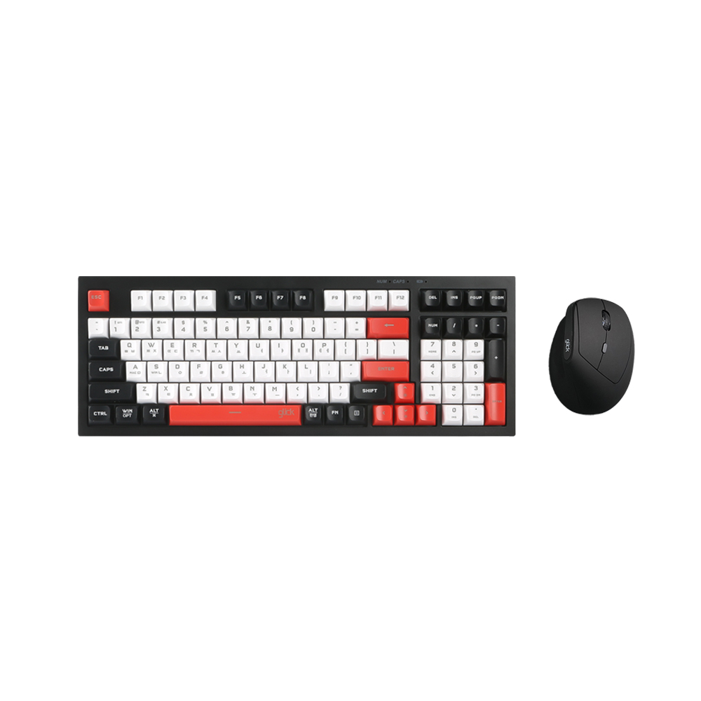 지클릭커 오피스프로 WMK560 사일런스 M 무소음 무선 블루투스 키보드 버티컬 마우스 세트 98키 포커 블랙 - 상품 이미지