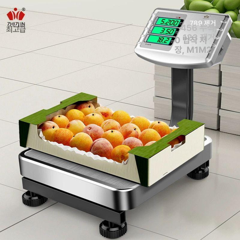 계근대 야채 전자저울 디지털 방수 산업용 무게 스틸 60kg LCD 블랙 - 상세 이미지 3