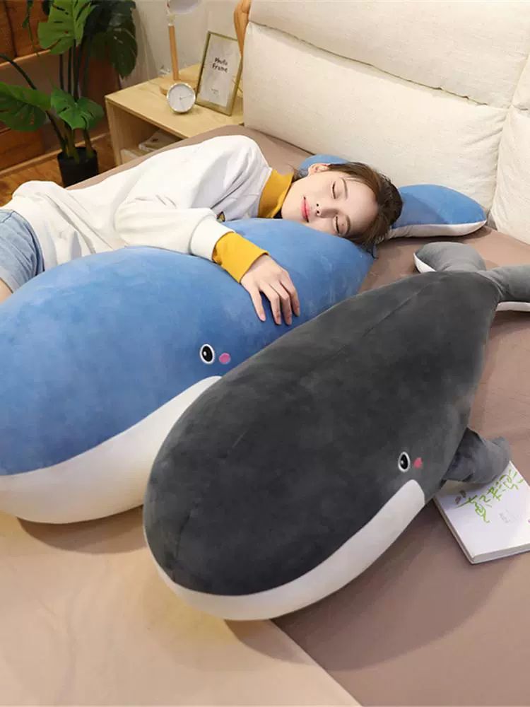 잠잘때안고자는 대형고래상어바디필로우 커버분리 거위인형 벨벳 롱쿠션 거대 안고자는 애착 - 상품 이미지