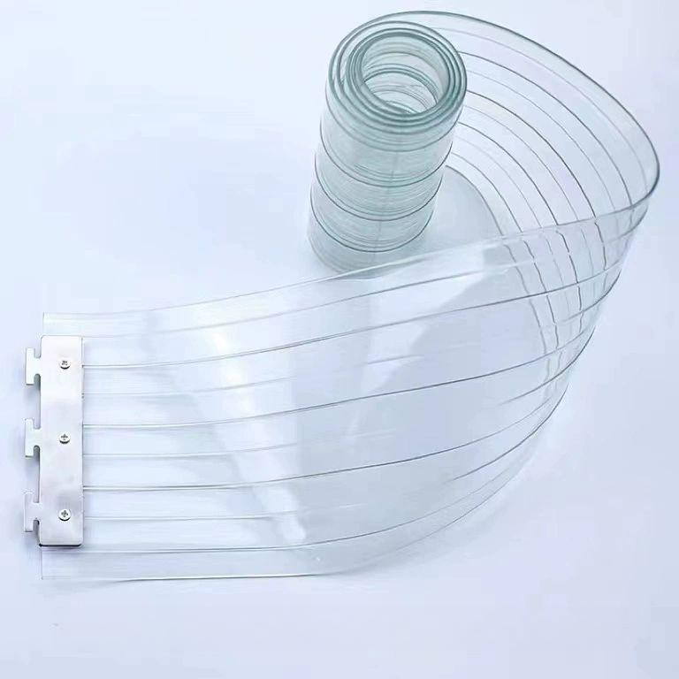 방풍비닐 pvc 투명커텐 방한문 업소용 보온 우레탄커튼 플랫 하이 투명 화이트 1.2mm 폭 1.20m x 높이 2.0m 8줄 - 상세 이미지 2