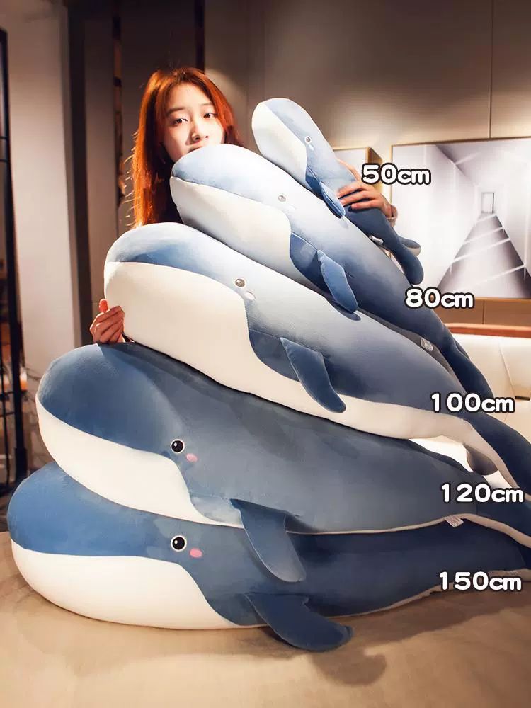 잠잘때안고자는 대형고래상어바디필로우 커버분리 거위인형 벨벳 롱쿠션 거대 안고자는 애착 - 상세 이미지 3