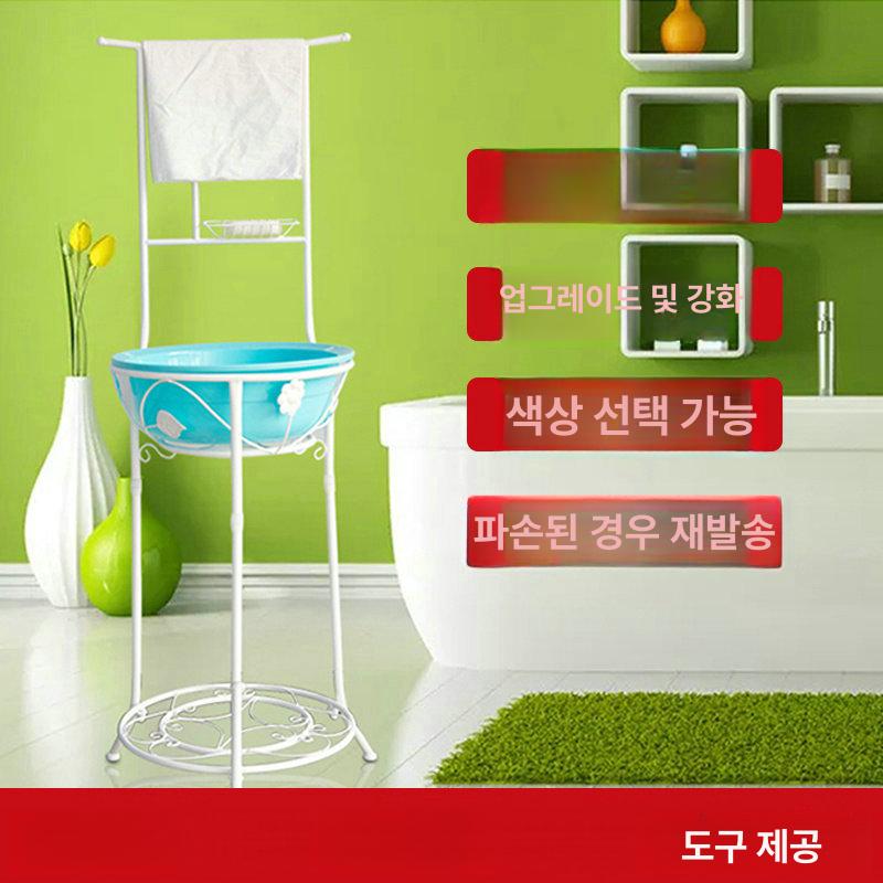 받침대 이동식 거치대 화장실 무타공 세면대 가정용 철제 초고 핑크 - 상세 이미지 2