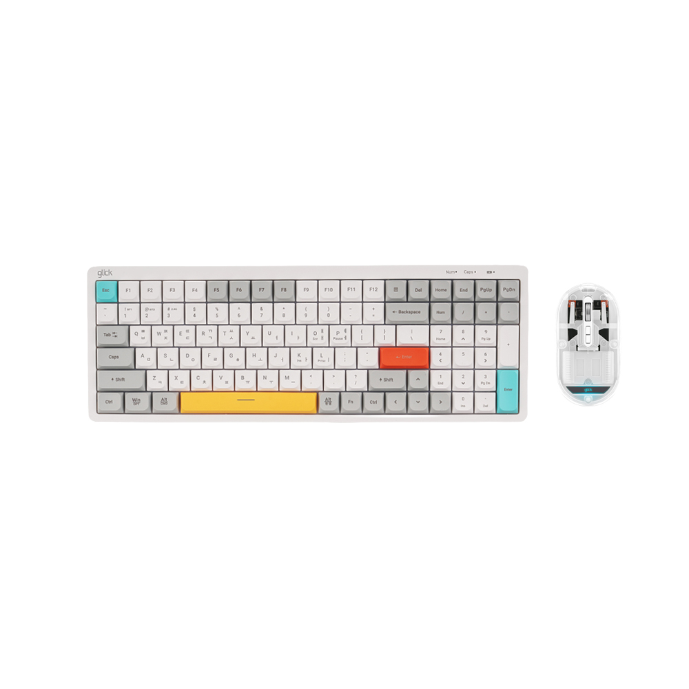 지클릭커 오피스프로 WMK840 사일런스L 블록 로우프로파일 무소음 키보드 투명 블루투스 무선 마우스 세트 100키 스톤 블록 - 상세 이미지 4