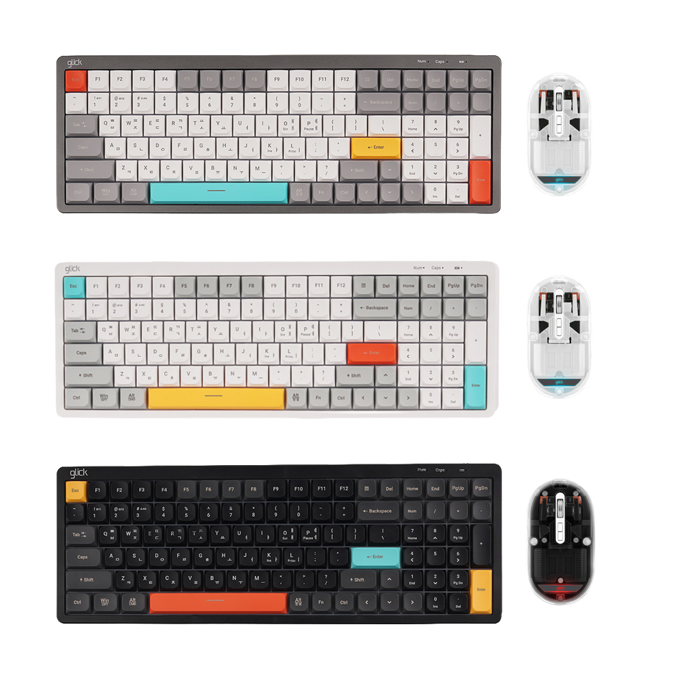 지클릭커 오피스프로 WMK840 사일런스L 블록 로우프로파일 무소음 키보드 투명 블루투스 무선 마우스 세트 100키 스톤 블록 - 상세 이미지 2