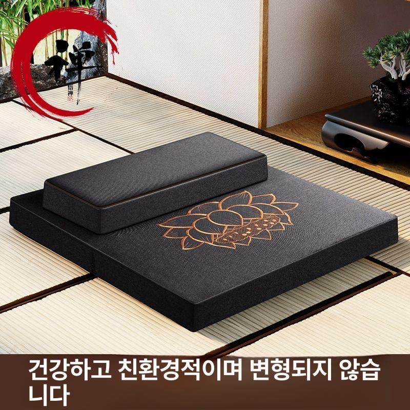 명상 좌선방석 세트 대형 코코넛충전 좌식쿠션 커피색 자수 60 60cm 평상쿠션 - 상세 이미지 5